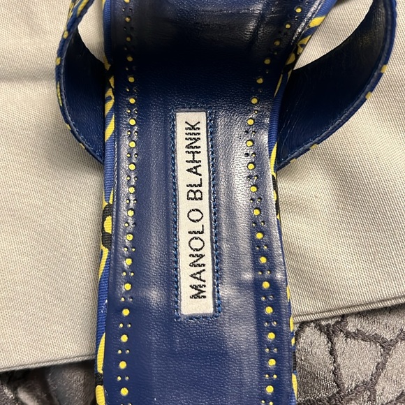 Manolo Blahnik Chus Blue Yellow Floral Sandals size 37 (6.5/7) - Picture 6 of 8